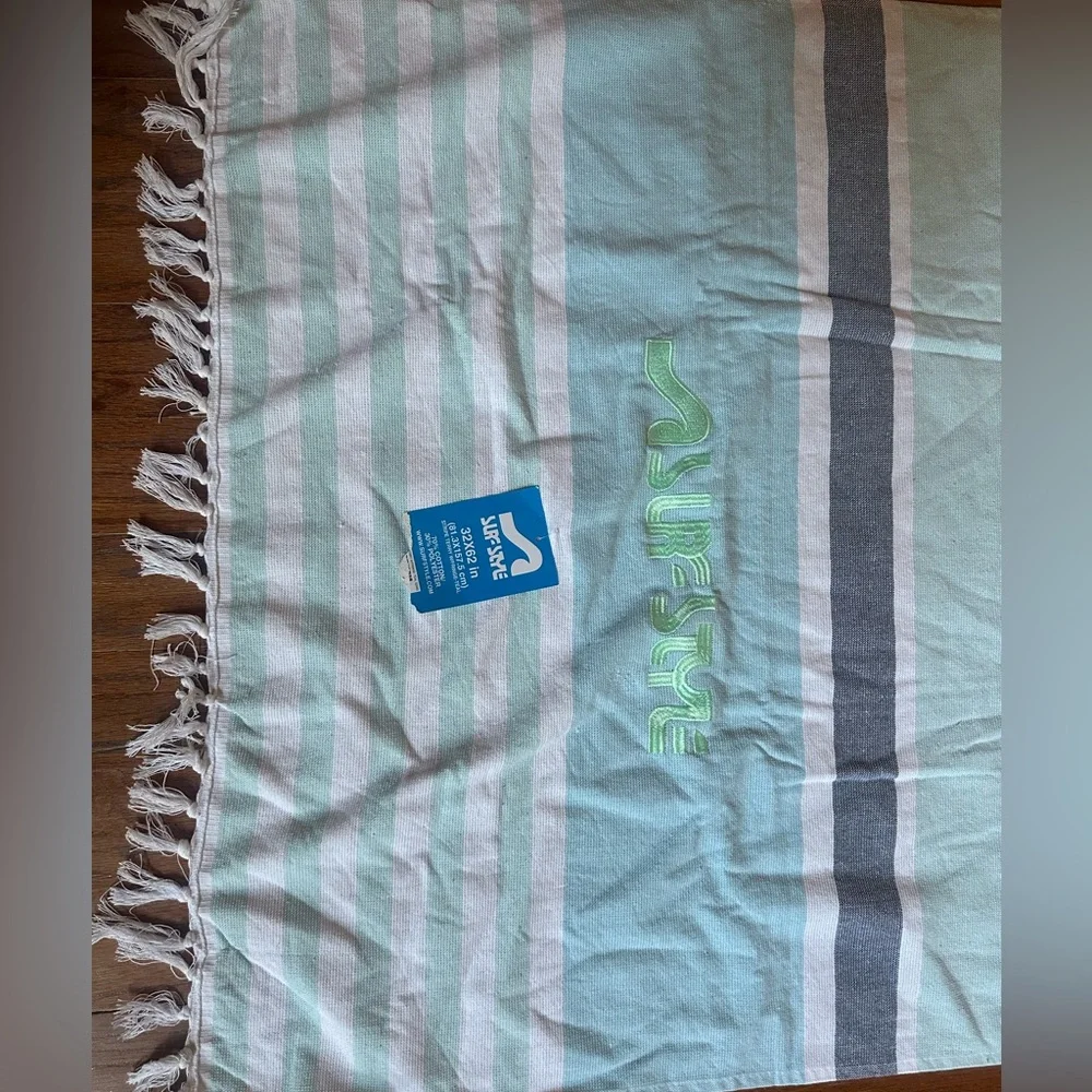 Striped Pastel Beach Towel - Mint, Gray & White by surf style new with tags